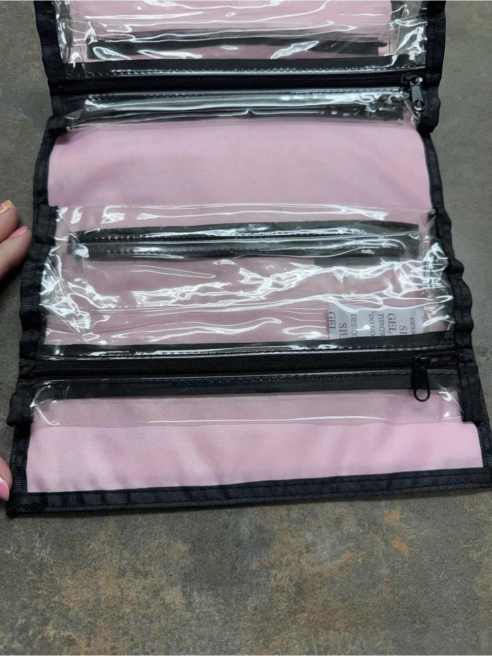Mary Kay Black & Pink Hanging Travel Makeup Organizer with Clear Compartments
